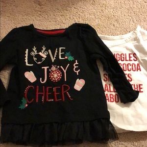 (2) Christmas/Holiday Long sleeve shirts - Toddler